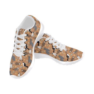 Cat Pattern White Sneakers Size 13-15 for Men - TeeAmazing