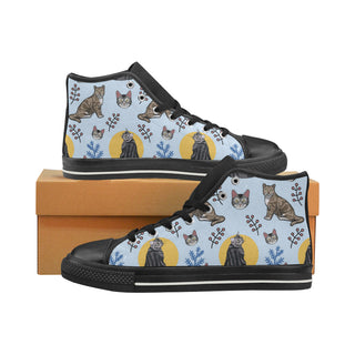 American Shorthair Black High Top Canvas Women's Shoes/Large Size - TeeAmazing
