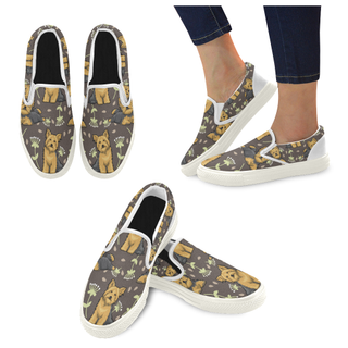 Cairn terrier Flower White Women's Slip-on Canvas Shoes - TeeAmazing