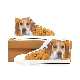 Coonhound White Men’s Classic High Top Canvas Shoes /Large Size - TeeAmazing