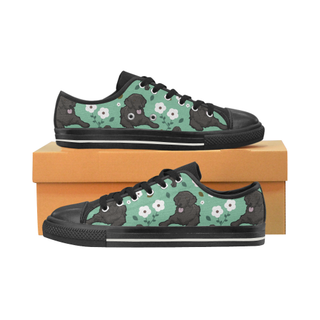 Curly Coated Retriever Flower Black Low Top Canvas Shoes for Kid (Model 018) - TeeAmazing