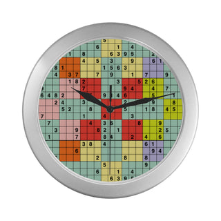 Sudoku Pattern Silver Color Wall Clock - TeeAmazing