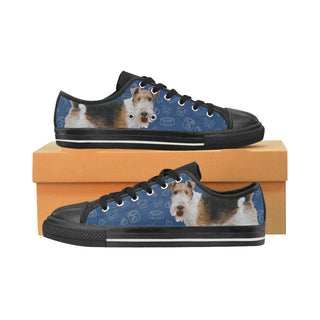 Wire Hair Fox Terrier Dog Black Low Top Canvas Shoes for Kid - TeeAmazing