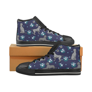 Coonhound Flower Black High Top Canvas Women's Shoes/Large Size (Model 017) - TeeAmazing