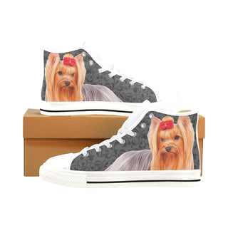 Yorkie Lover White Men’s Classic High Top Canvas Shoes /Large Size - TeeAmazing