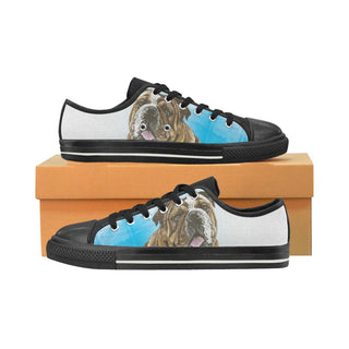 English Bulldog Water Colour No.1 Black Canvas Women's Shoes/Large Size - TeeAmazing