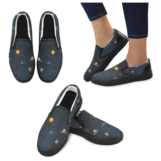 Planet Pattern Black Women's Slip-on Canvas Shoes - TeeAmazing