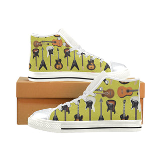 Guitar Pattern White High Top Canvas Women's Shoes/Large Size - TeeAmazing