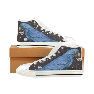 Hyacinth Macaw Parrot White High Top Canvas Shoes for Kid - TeeAmazing