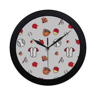 Baseball Pattern Black Circular Plastic Wall clock - TeeAmazing