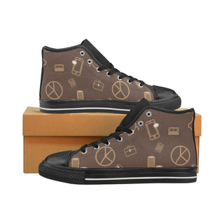 Accountant Pattern Black Men’s Classic High Top Canvas Shoes - TeeAmazing