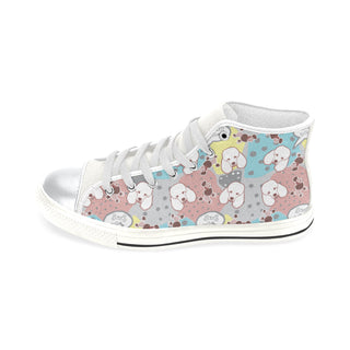 Poodle Pattern White High Top Canvas Women's Shoes/Large Size - TeeAmazing