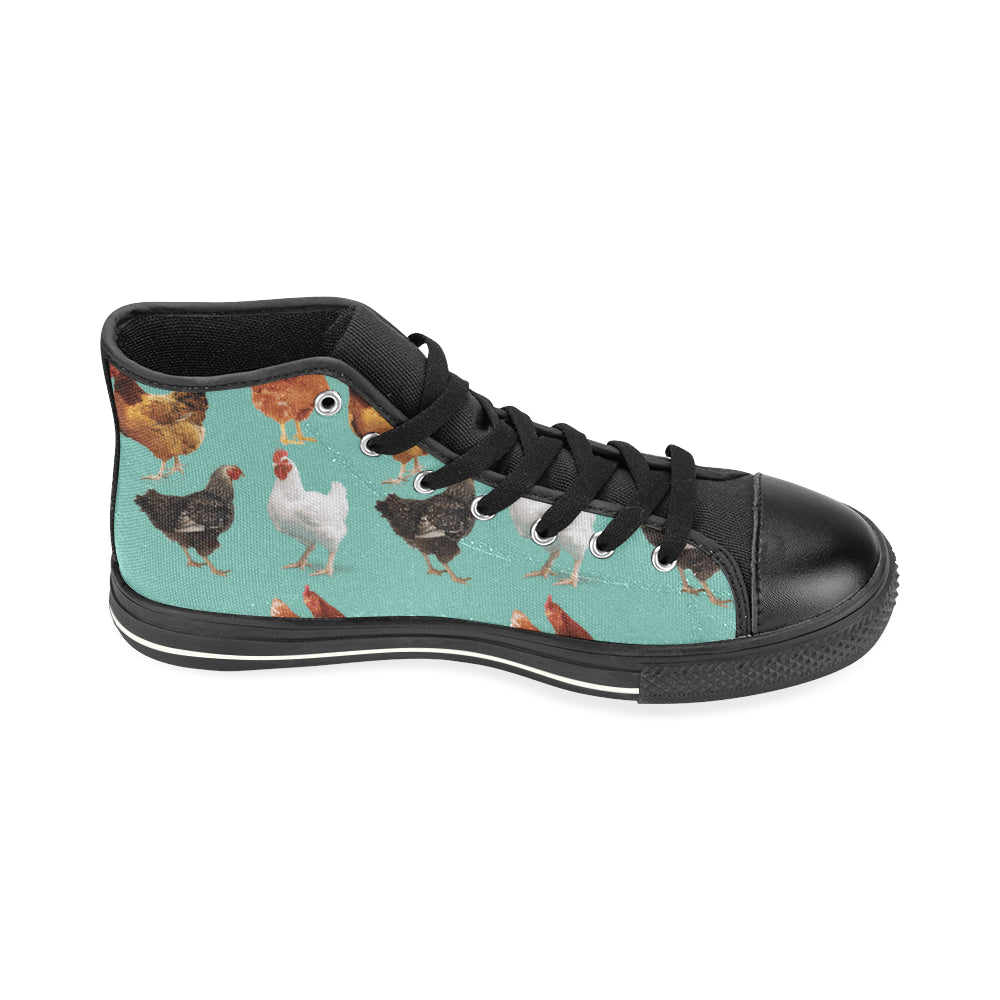Chicken Pattern Black High Top Canvas Women's Shoes/Large Size - TeeAmazing