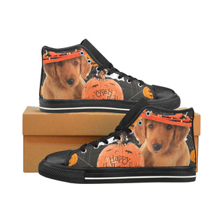 Golden Retriever Halloween Black Men’s Classic High Top Canvas Shoes /Large Size - TeeAmazing