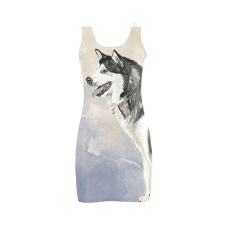 Alaskan Malamute Water Colour Medea Vest Dress - TeeAmazing