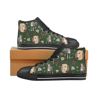 Greyhound Flower Black High Top Canvas Women's Shoes/Large Size (Model 017) - TeeAmazing