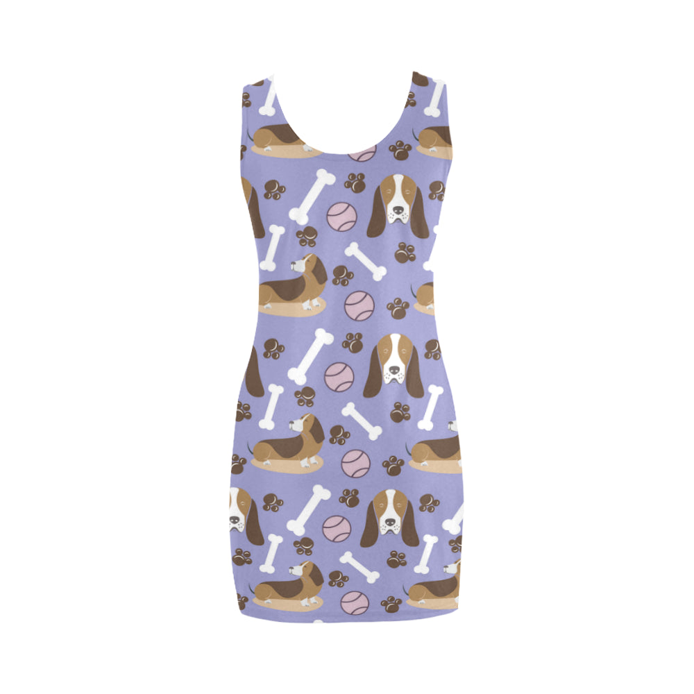 Basset Hound Pattern Medea Vest Dress - TeeAmazing