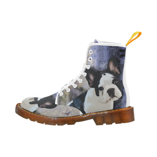 French Bulldog Portrait White Boots For Women - TeeAmazing