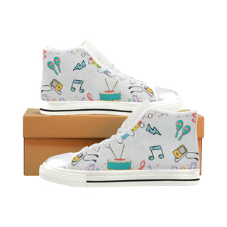Cute Music White High Top Canvas Women's Shoes/Large Size - TeeAmazing