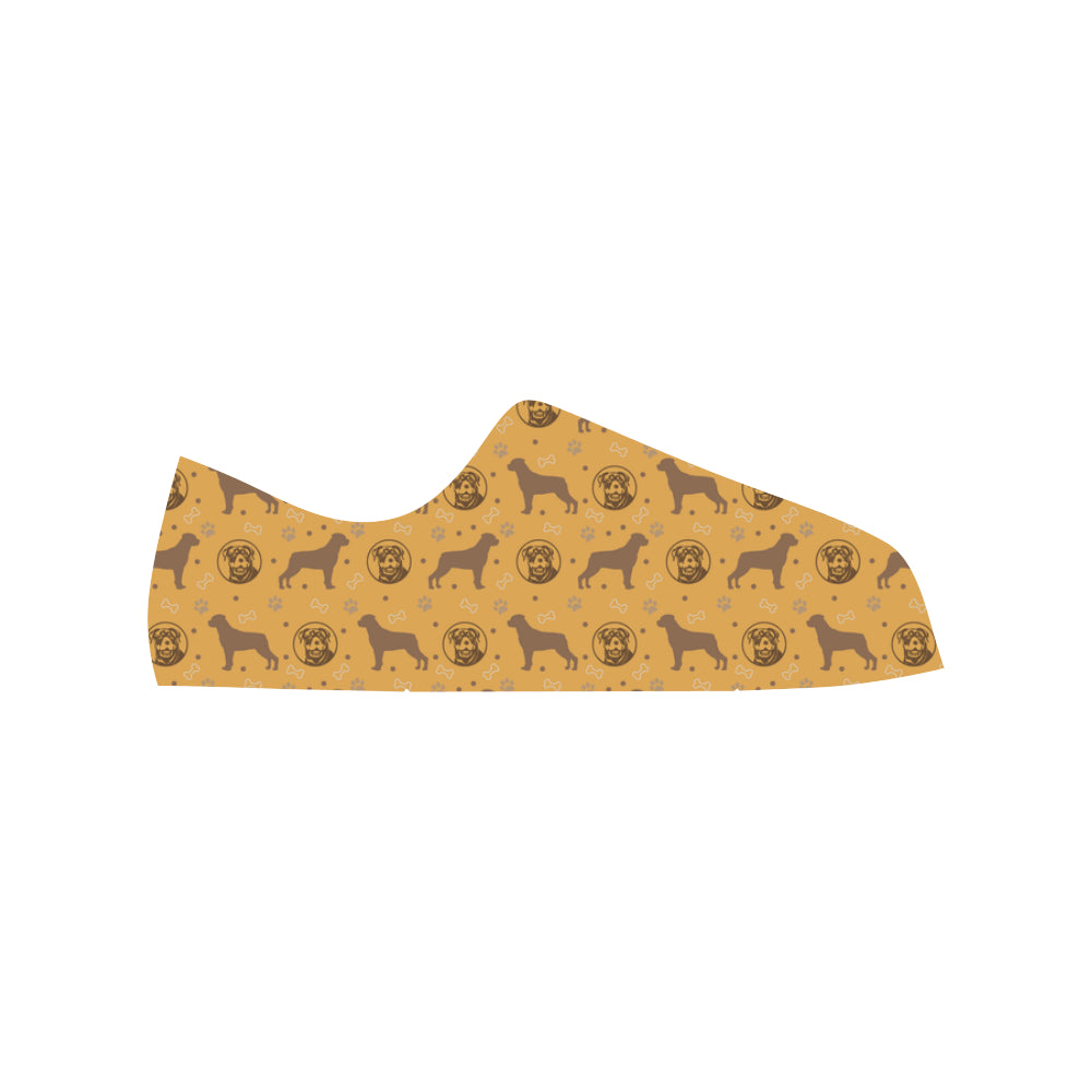 Rottweiler Pattern White Low Top Canvas Shoes for Kid - TeeAmazing