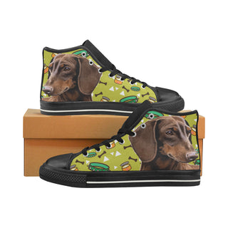 Dachshund Black High Top Canvas Shoes for Kid - TeeAmazing