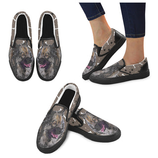 Keeshond Black Women's Slip-on Canvas Shoes - TeeAmazing