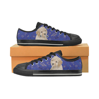 Poochon Dog Black Canvas Women's Shoes/Large Size - TeeAmazing