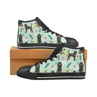 Weimaraner Flower Black Men’s Classic High Top Canvas Shoes /Large Size - TeeAmazing