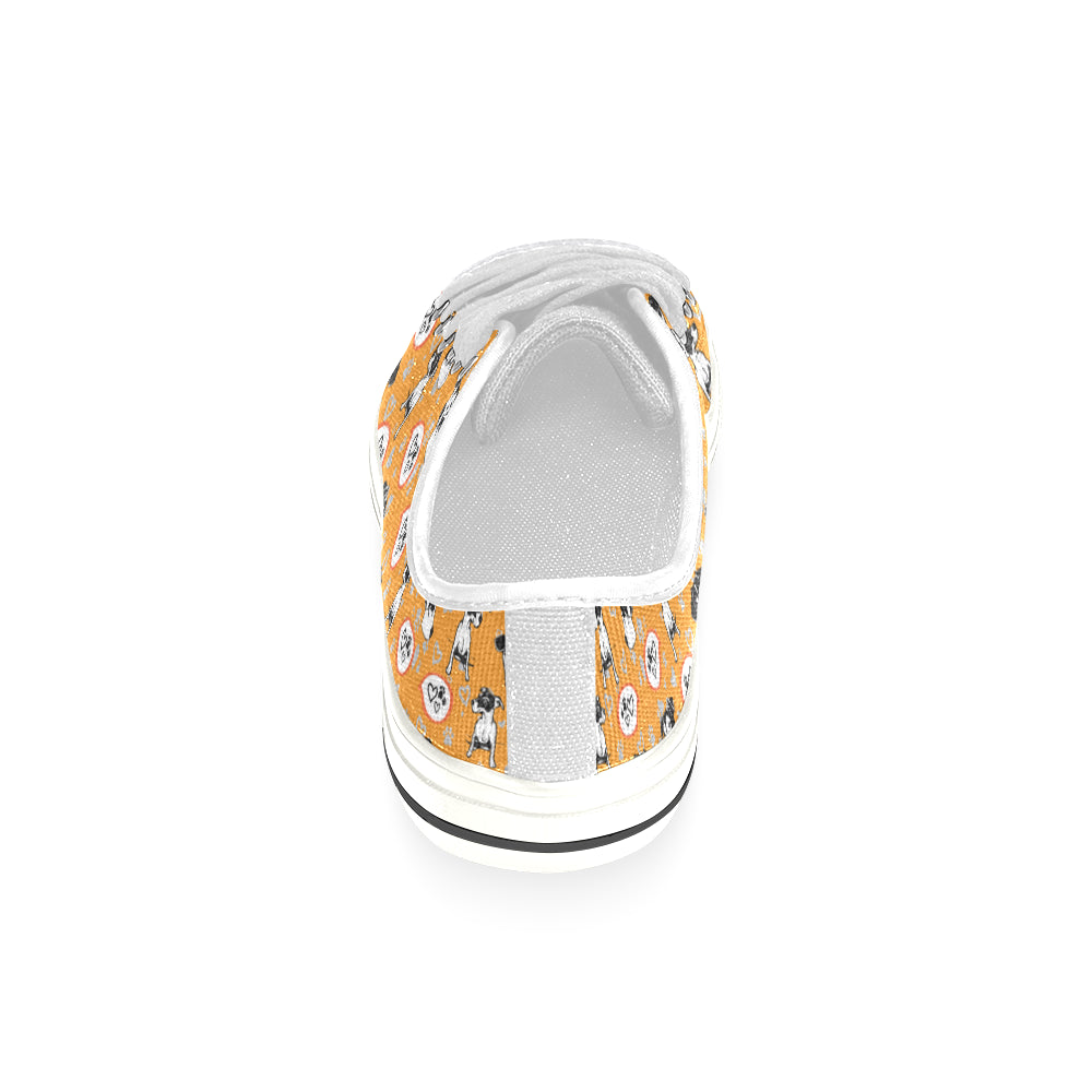 Jack Russell Terrier Pattern White Women's Classic Canvas Shoes - TeeAmazing