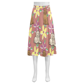 Labradoodle Flower Mnemosyne Women's Crepe Skirt (Model D16) - TeeAmazing