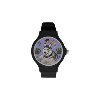 Siberian Husky Dog Unisex Round Plastic Watch - TeeAmazing