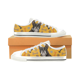 Boston Terrier White Low Top Canvas Shoes for Kid - TeeAmazing