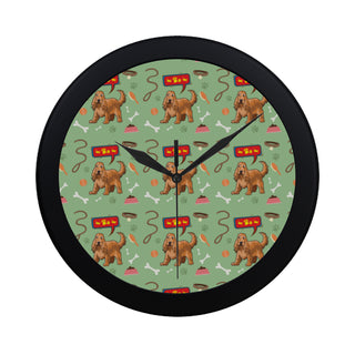 American Cocker Spaniel Pattern Black Circular Plastic Wall clock - TeeAmazing