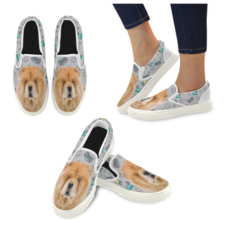 Chow Chow Dog White Women's Slip-on Canvas Shoes - TeeAmazing