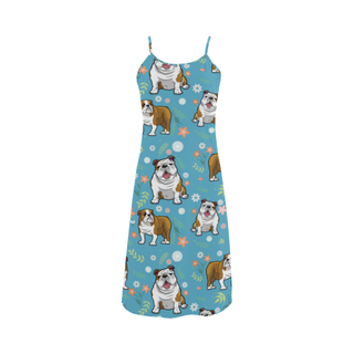 English Bulldog Flower Alcestis Slip Dress - TeeAmazing