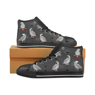 African Greys Black High Top Canvas Shoes for Kid - TeeAmazing