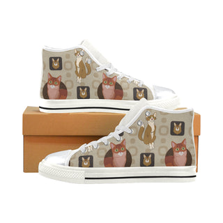 Somali Cat White High Top Canvas Women's Shoes/Large Size - TeeAmazing