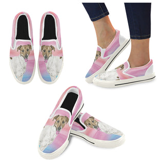 Jack Russell Terrier Water Colour No.1 White Women's Slip-on Canvas Shoes/Large Size (Model 019) - TeeAmazing