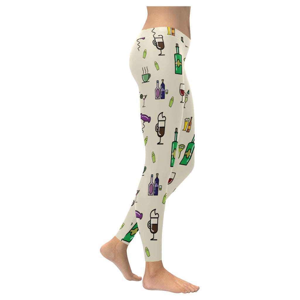 Bartender Pattern Low Rise Leggings (Invisible Stitch) (Model L05) - TeeAmazing