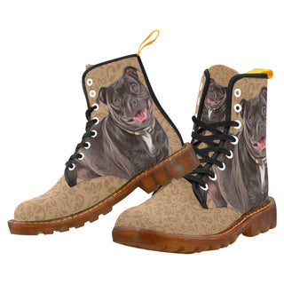 Staffordshire Bull Terrier Lover Black Boots For Men - TeeAmazing
