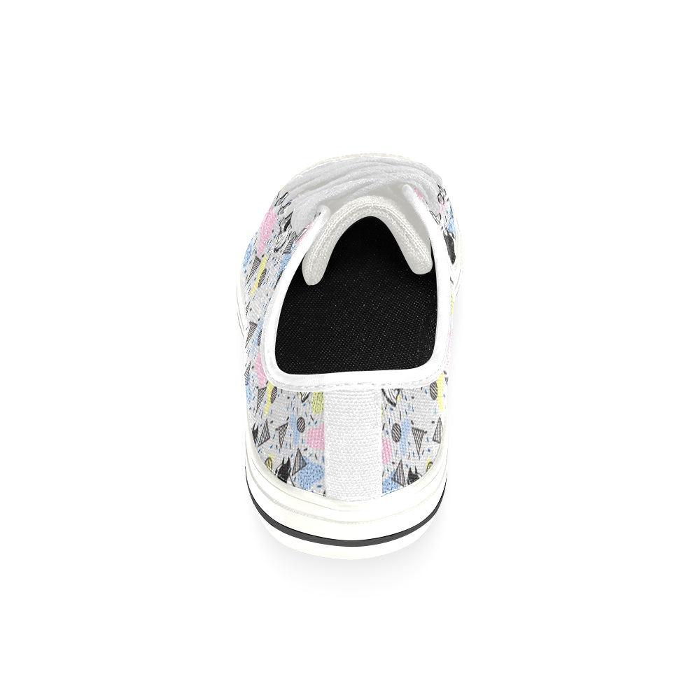 American Staffordshire Terrier Pattern White Low Top Canvas Shoes for Kid - TeeAmazing