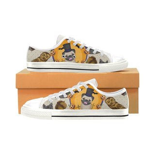 Pug Halloween White Low Top Canvas Shoes for Kid - TeeAmazing