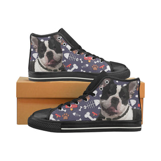 French Bulldog Dog Black High Top Canvas Women's Shoes/Large Size - TeeAmazing
