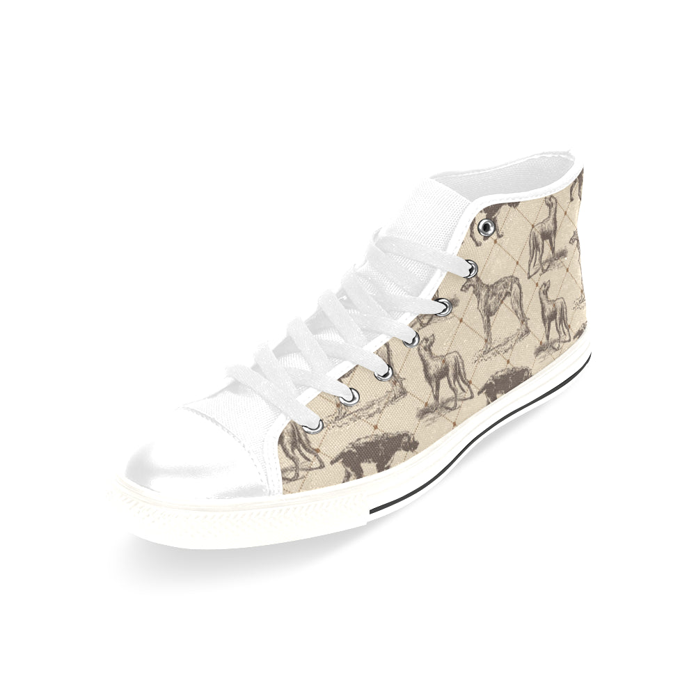 Scottish Deerhounds White Men’s Classic High Top Canvas Shoes /Large Size - TeeAmazing