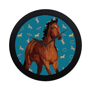 Horse Black Circular Plastic Wall clock - TeeAmazing