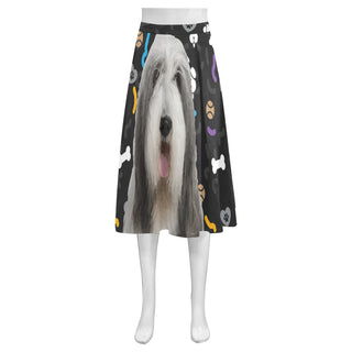 Bearded Collie Dog Mnemosyne Women's Crepe Skirt (Model D16) - TeeAmazing