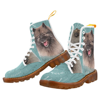 Keeshond Lover White Boots For Men - TeeAmazing