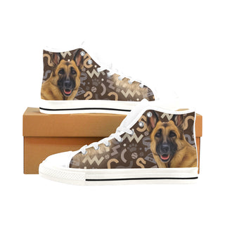 German Shepherd Lover White Men’s Classic High Top Canvas Shoes /Large Size - TeeAmazing