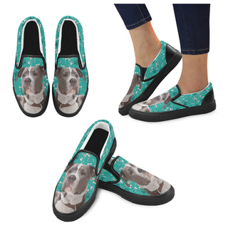 Staffordshire Bull Terrier Black Women's Slip-on Canvas Shoes - TeeAmazing