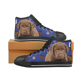 Chesapeake Bay Retriever Dog Black High Top Canvas Women's Shoes/Large Size - TeeAmazing